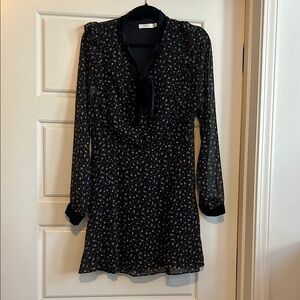 lulus Black Floral Long Sleeve Dress